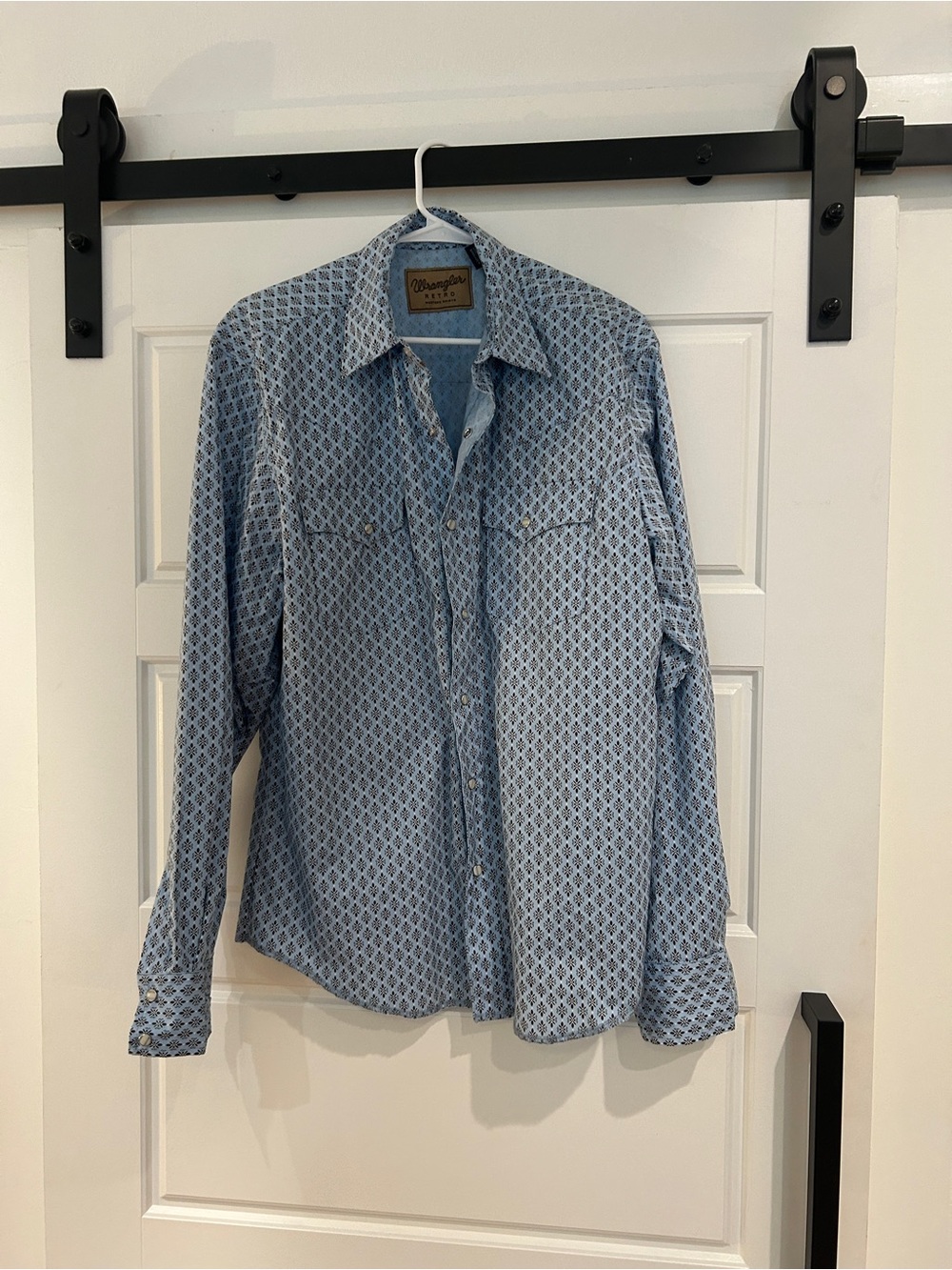 Wrangler Light Blue Geometric Print Western Shirt